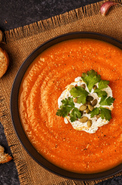 Velouté de potimarron et crème de chèvre