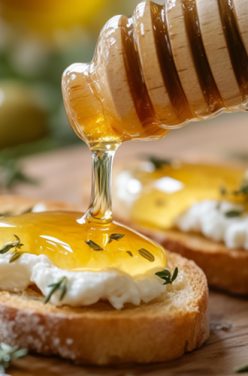 TOASTS APERITIFS ROQUEFORT ET MIEL.